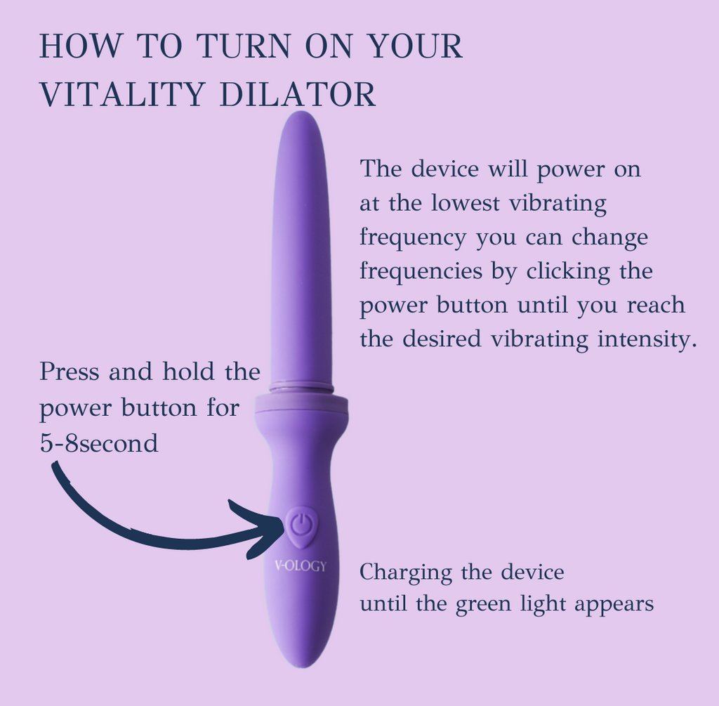 How to turn on your V-OLOGY Vitality Silicone Dilator Bundle.