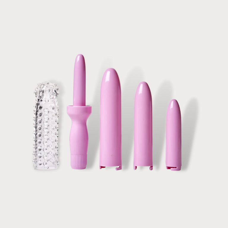 A set of Blossom Dilator Therapy Kit designed to address vaginal odor and bacterial vaginosis on a white surface.